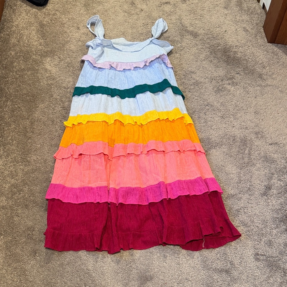 Crown & Ivy Multicolored Ruffle Tiered Dress SIZE XL - Picture 1 of 4